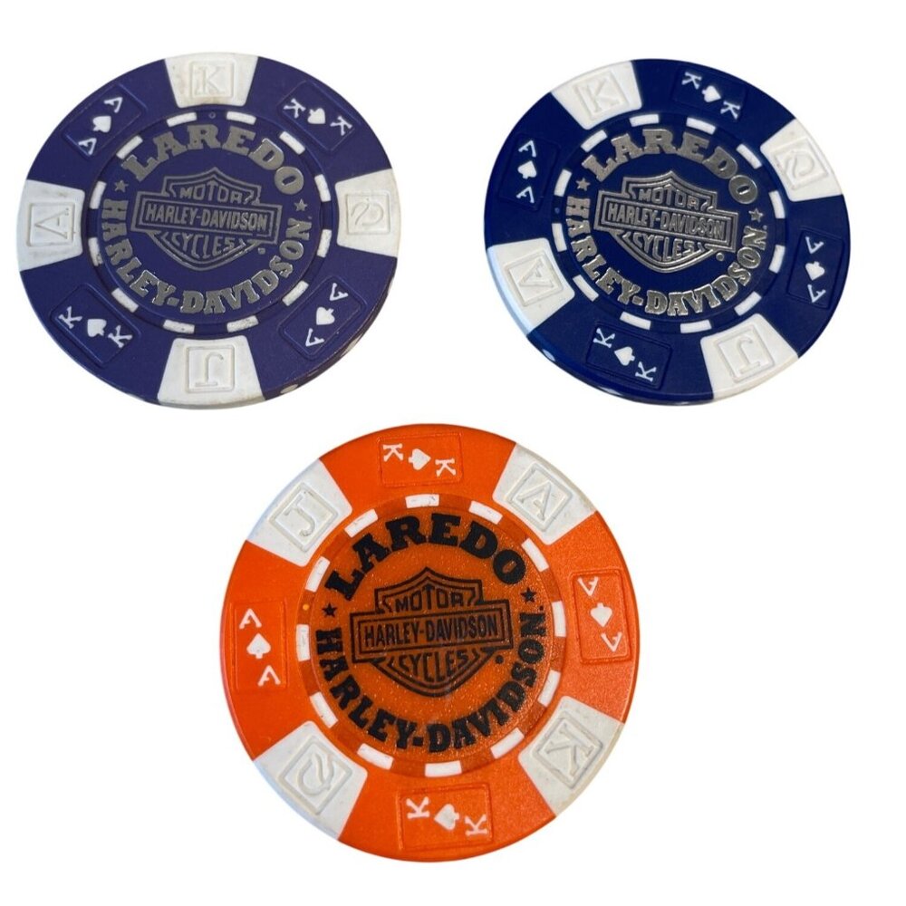 Harley Davidson Poker Chips Dealer Lot of 3 LAREDO TX‎